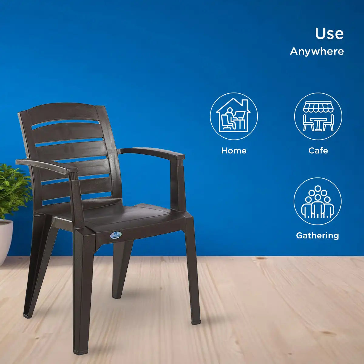 Nilkamal CHR2135 Plastic Arm Chair (Weather Brown)