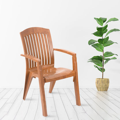 Nilkamal Heritage Plastic Arm Chair (Pear Wood)