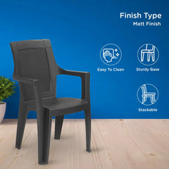Nilkamal Mystique Plastic Arm Chair (Charcoal Grey)