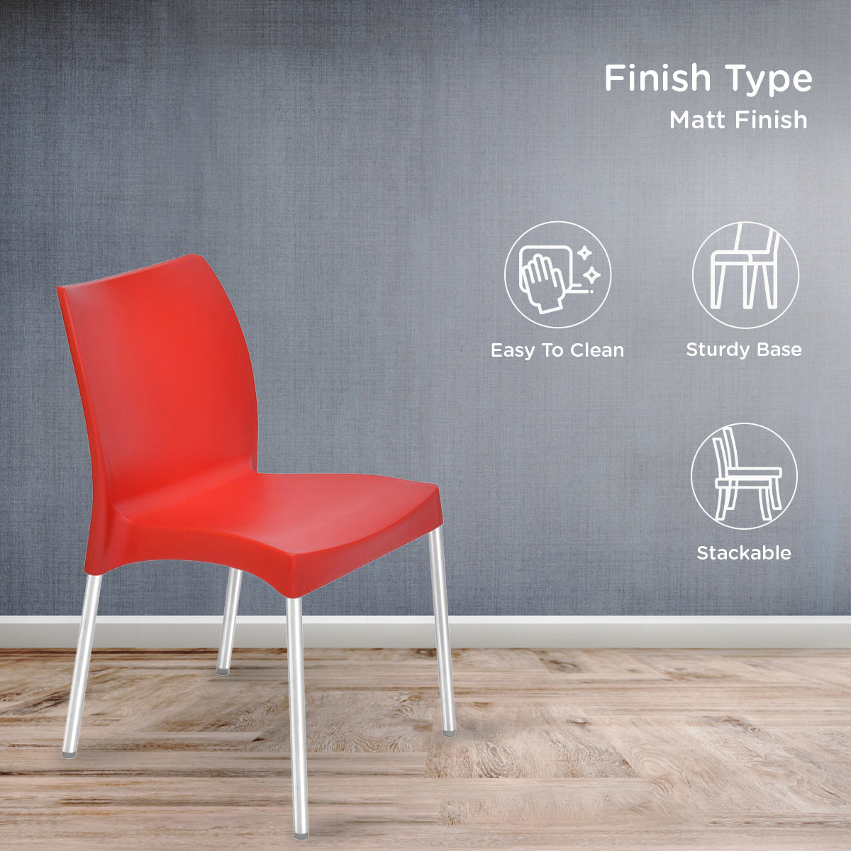 Nilkamal Novella 07 Plastic Armless Chair (Bright Red)