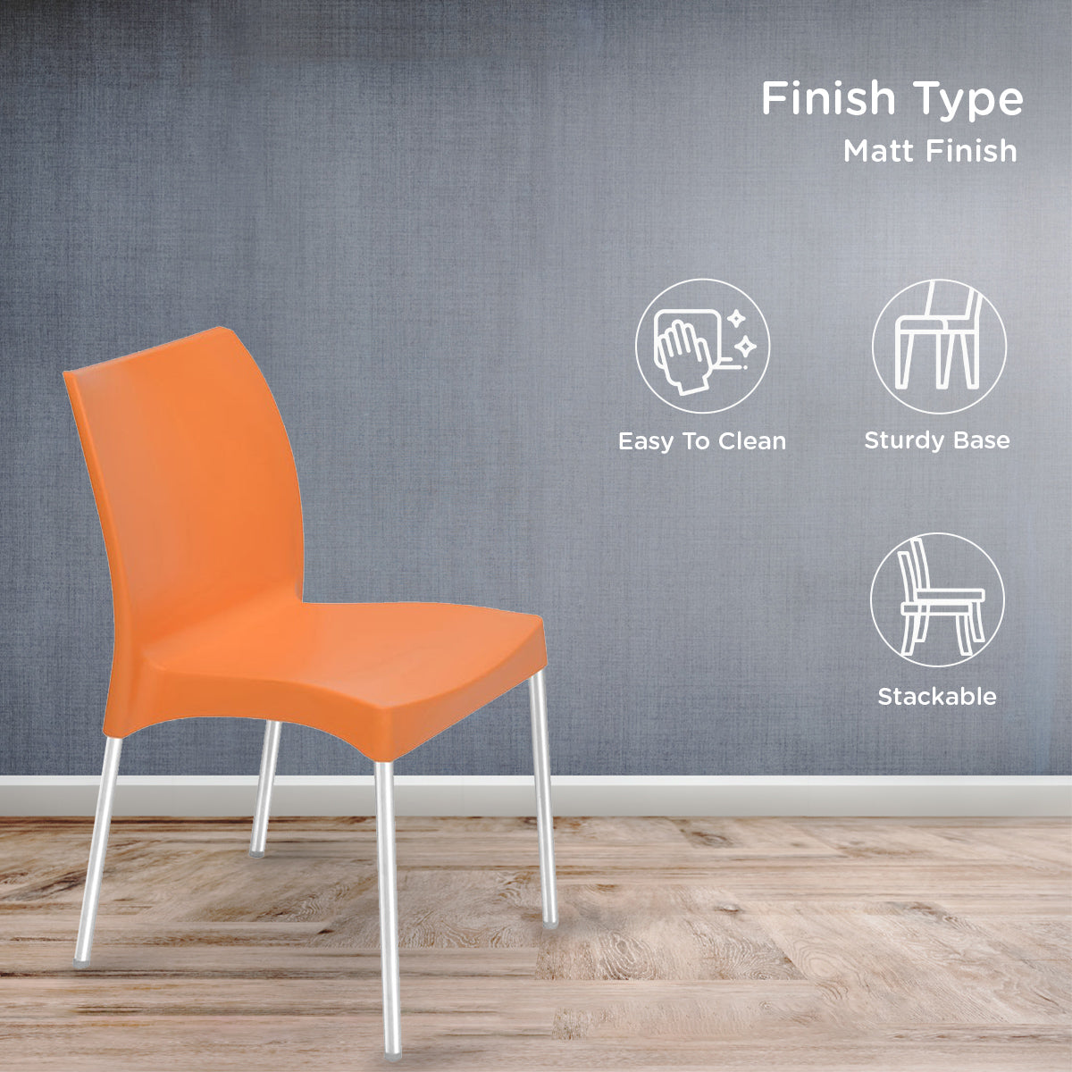 Nilkamal Novella 07 Plastic Armless Chair (Orange)
