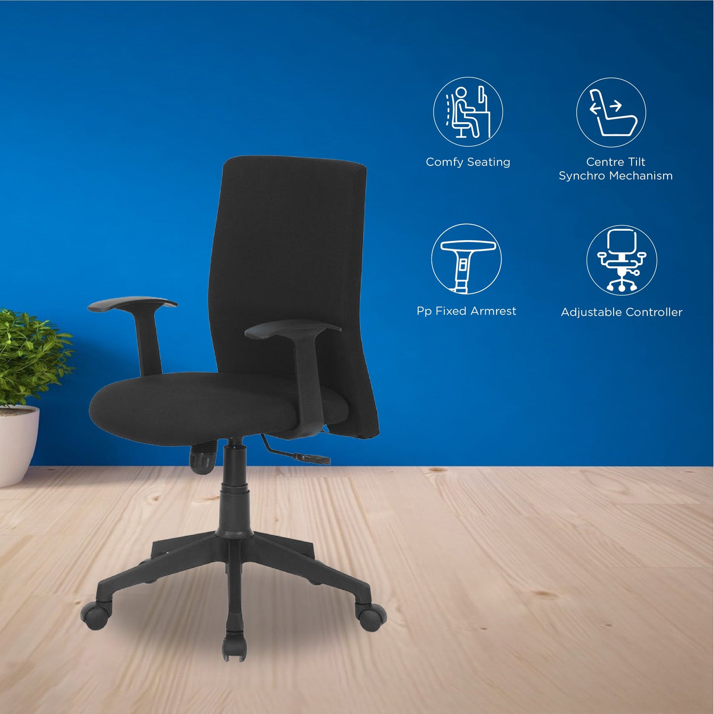 Nilkamal Optima Mid Back Chair (Black)