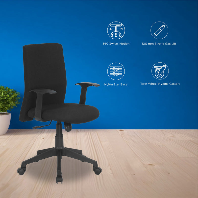 Nilkamal Optima Mid Back Chair (Black)