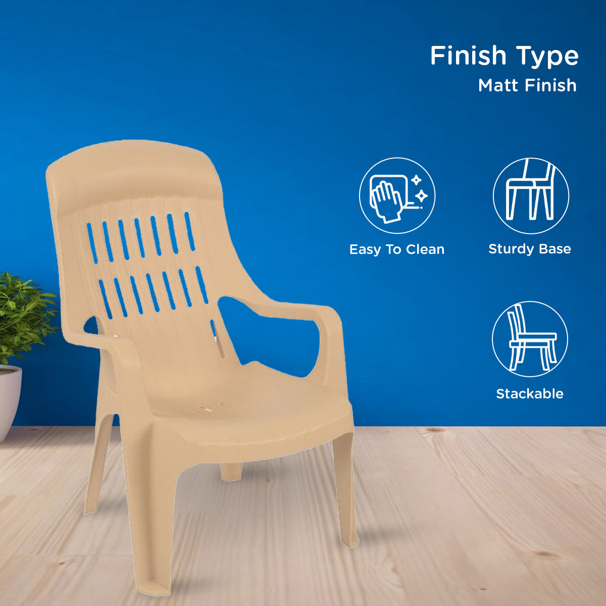 Nilkamal Weekender Plastic Arm Chair (Biscuit)