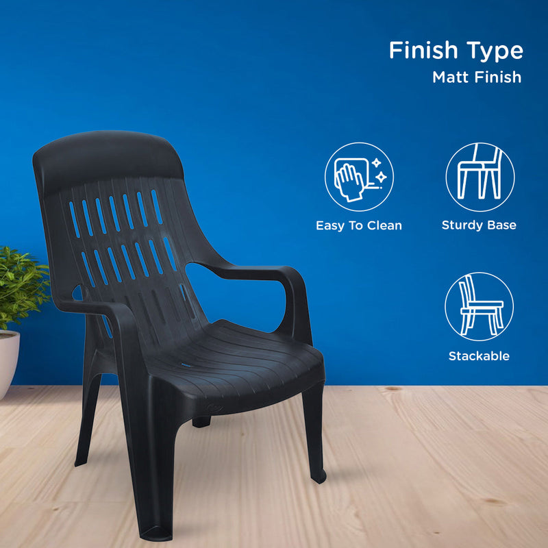 Nilkamal Weekender Plastic Arm Chair (Iron Black)