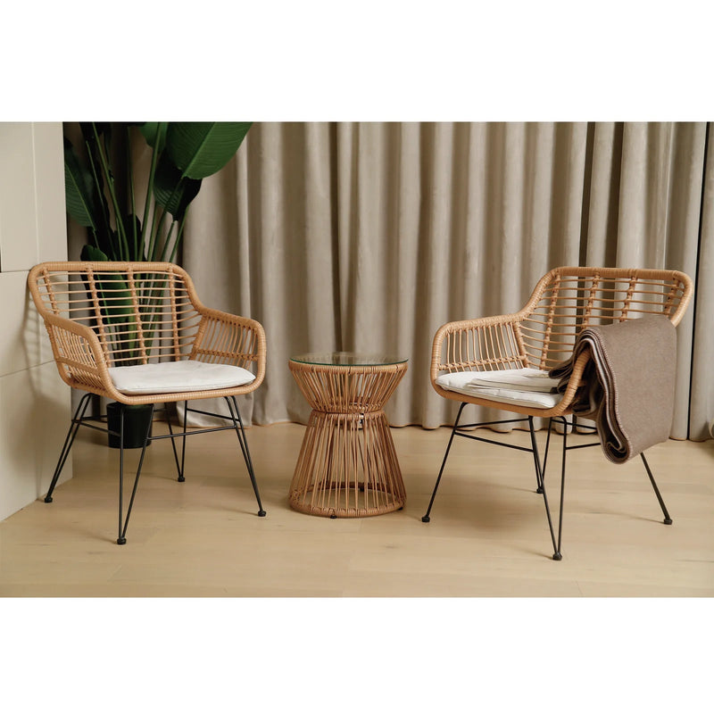 Allure Outdoor Patio Seating Set 2 Chairs and 1 Table Set (Honey)