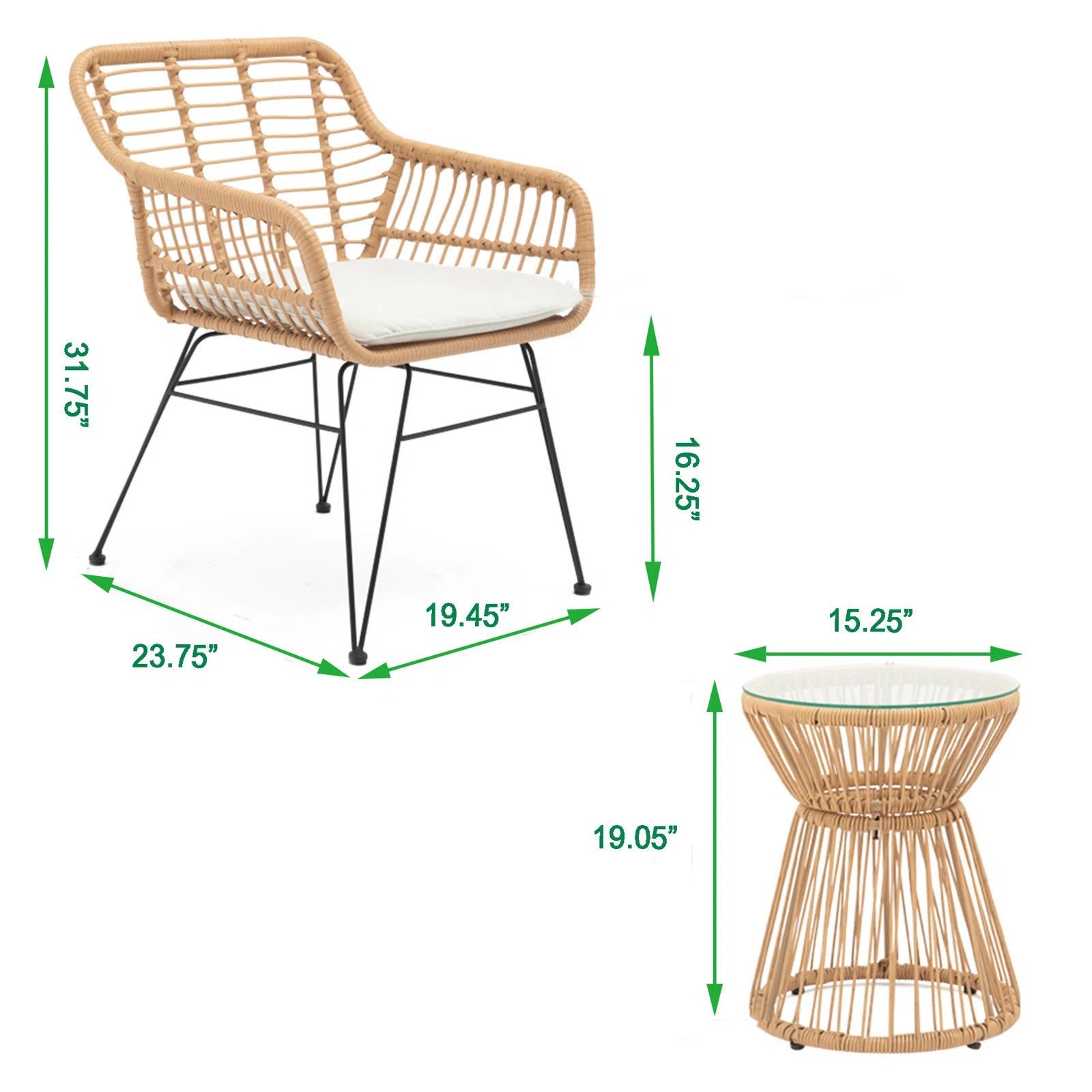 Allure Outdoor Patio Seating Set 2 Chairs and 1 Table Set (Honey)