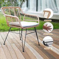 Allure Outdoor Patio Seating Set 2 Chairs and 1 Table Set (Honey)