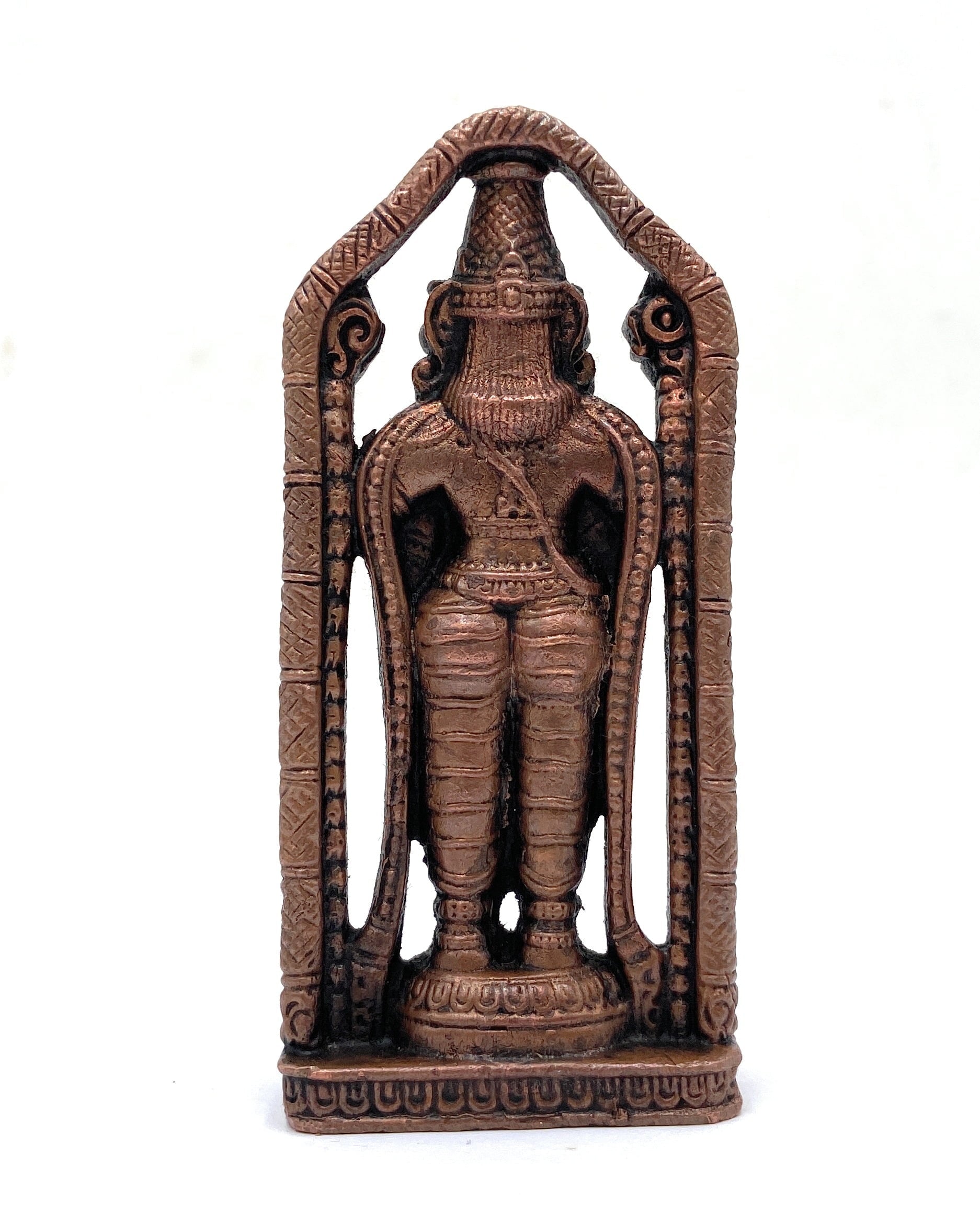 Copper Tirupati Balaji Idol | Lord Venkateswara Murti | Srinivasa Govinda Tamra Statue | Balaji Maharaj Pooja Moort,Brown, 4 Inch, 1 Piece