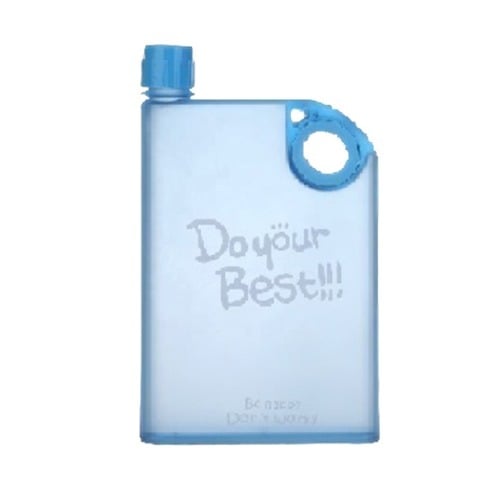 Water Bottle, Multifunctional Portable 420ml Capacity Space Saving Plastic Travel Mug with Round Hole for School Use (Blue)-1