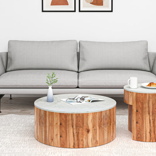 Nilkamal Oaken Marble Coffee Table (White)