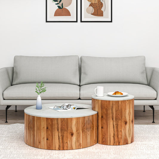 Nilkamal Oaken Marble Side Table (White)