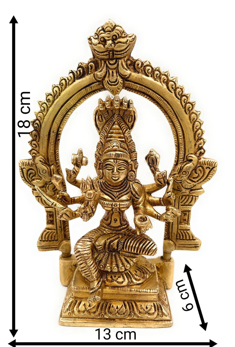 Brass Mariamman Idol, Mariyamma Muthu Mariamman Statue, Samayapuram Amman Vigraham, South Indian Devi Murti for Pooja Decor,Gold, 7 Inch, 1 Piece