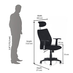 Nilkamal Blaze High back Chair (Black / Black)