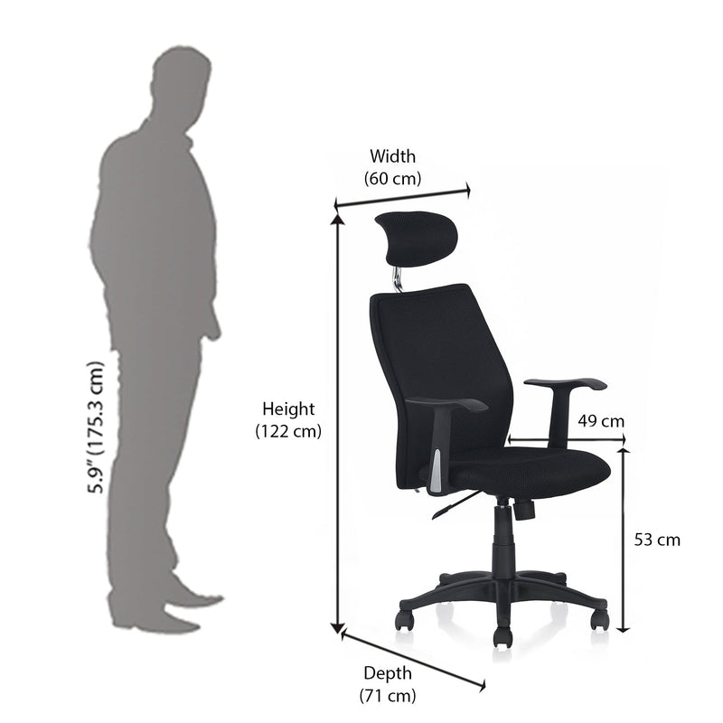 Nilkamal Blaze High back Chair (Black / Black)