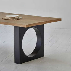Metal Table Legs Circular Cutout Design Matte Black Steel 29-Inch Dining Room Modern Style