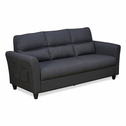 Nilkamal Oliver 3 Seater Fabric Sofa with Side Pocket (Charcoal Brown)
