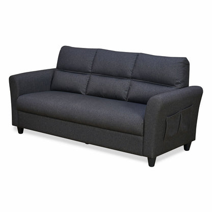 Nilkamal Oliver 3 Seater Fabric Sofa with Side Pocket (Charcoal Brown)
