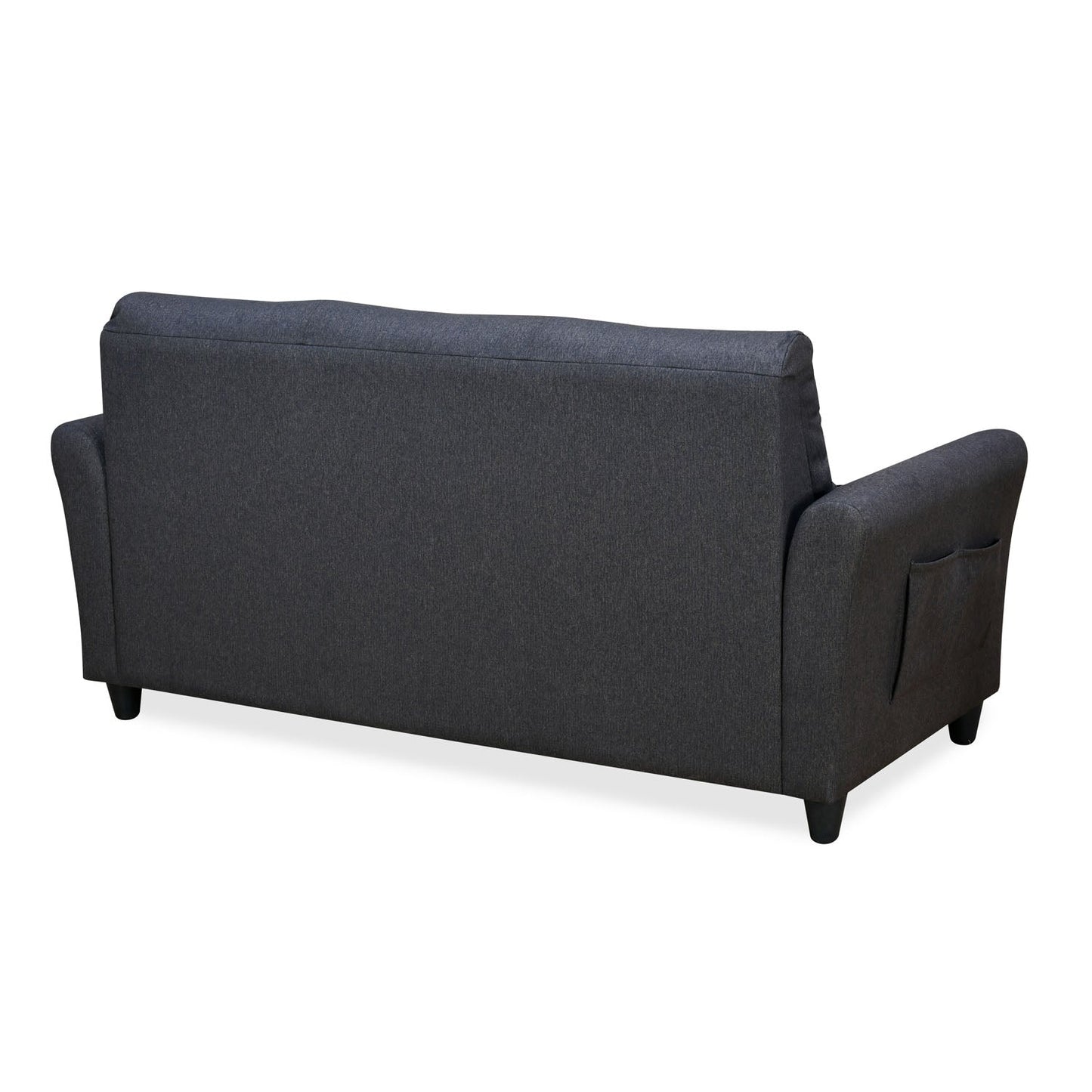 Nilkamal Oliver 3 Seater Fabric Sofa with Side Pocket (Charcoal Brown)