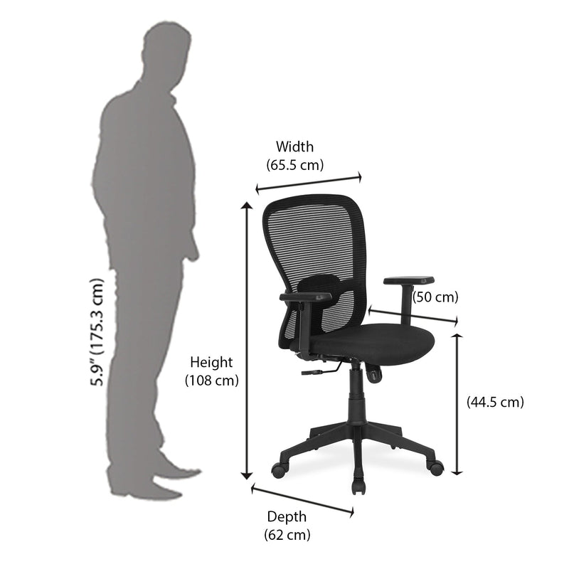 Nilkamal Alba Mid Back Office Chair (Black)