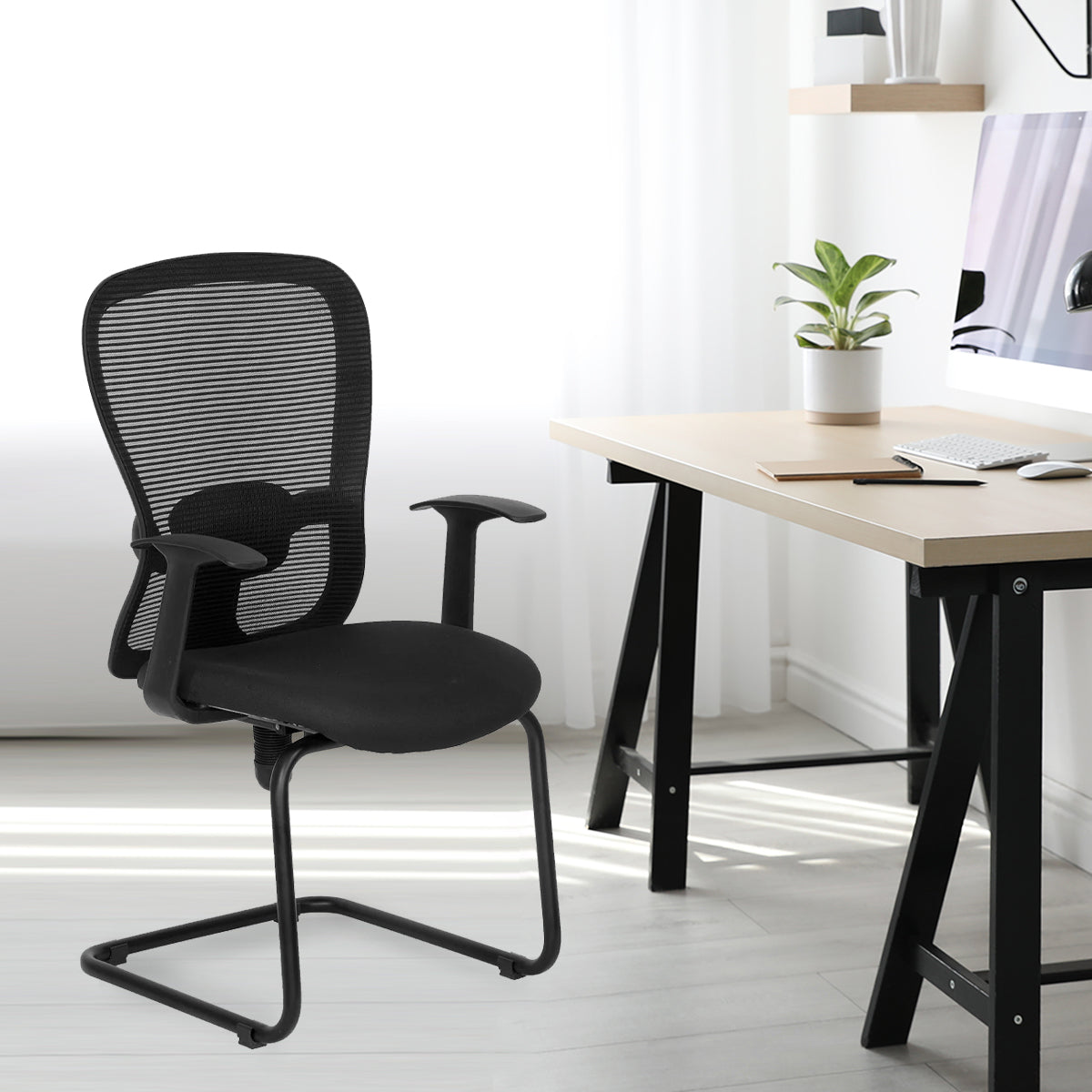 Nilkamal Alba Mid Back Visitor Chair (Black)