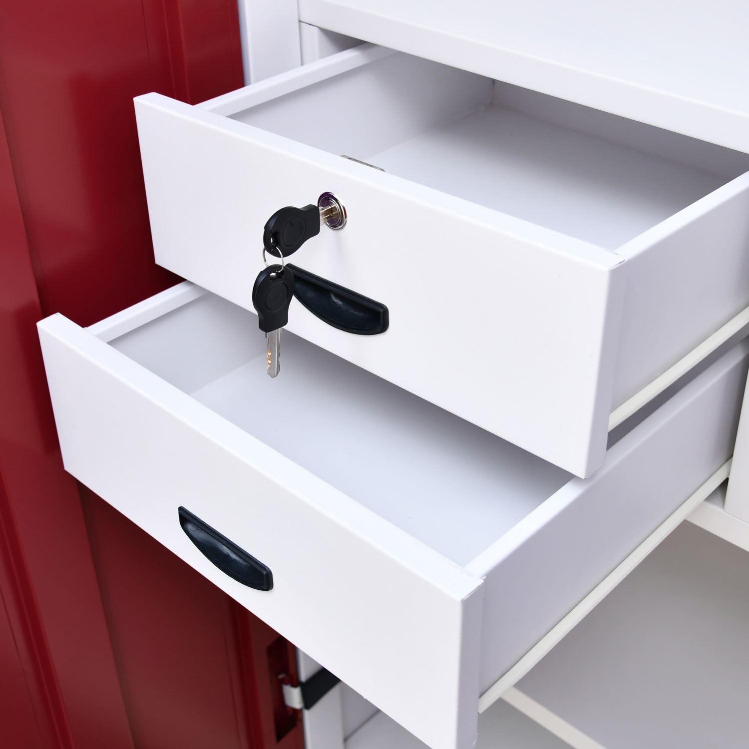 Nilkamal Olympus 2 Door with Mirror  Steel Wardrobe (Cherry Red / White)