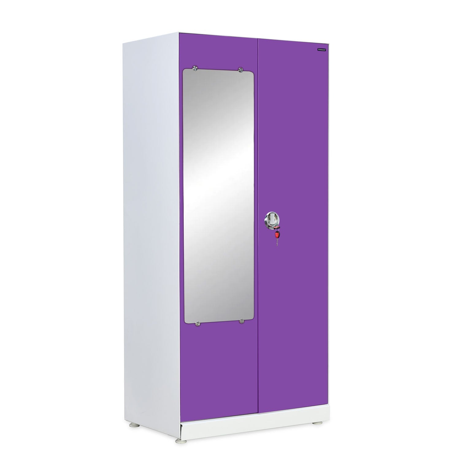 Nilkamal Olympus 2 Door with Mirror  Steel Wardrobe (Voilet / White)