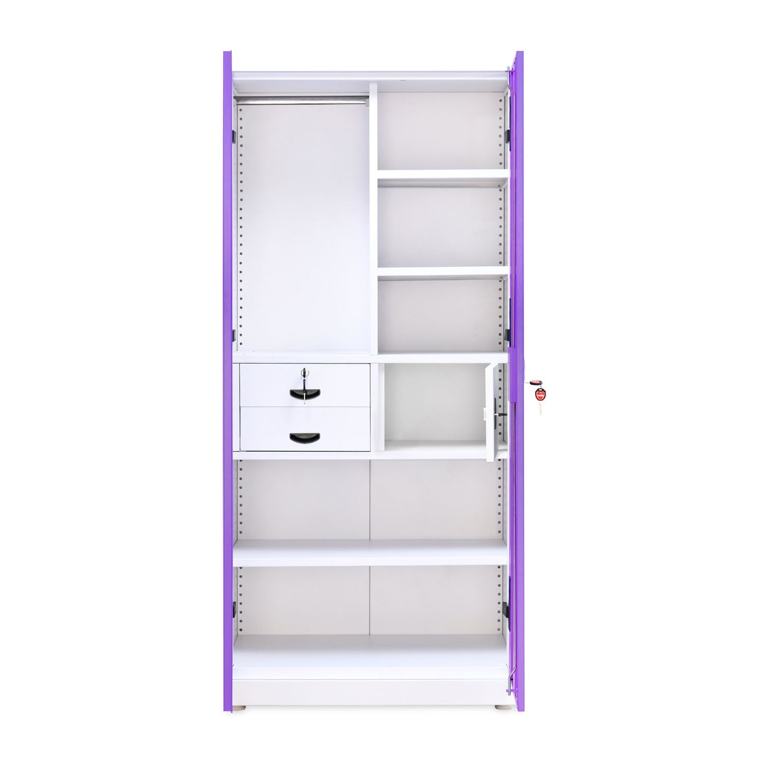 Nilkamal Olympus 2 Door with Mirror  Steel Wardrobe (Voilet / White)