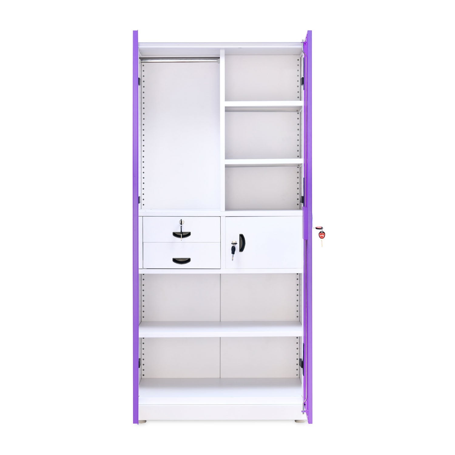 Nilkamal Olympus 2 Door with Mirror  Steel Wardrobe (Voilet / White)