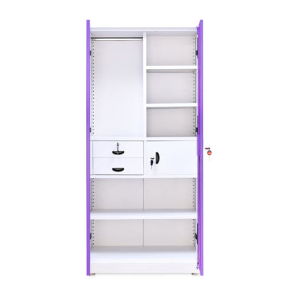 Nilkamal Olympus 2 Door with Mirror  Steel Wardrobe (Voilet / White)