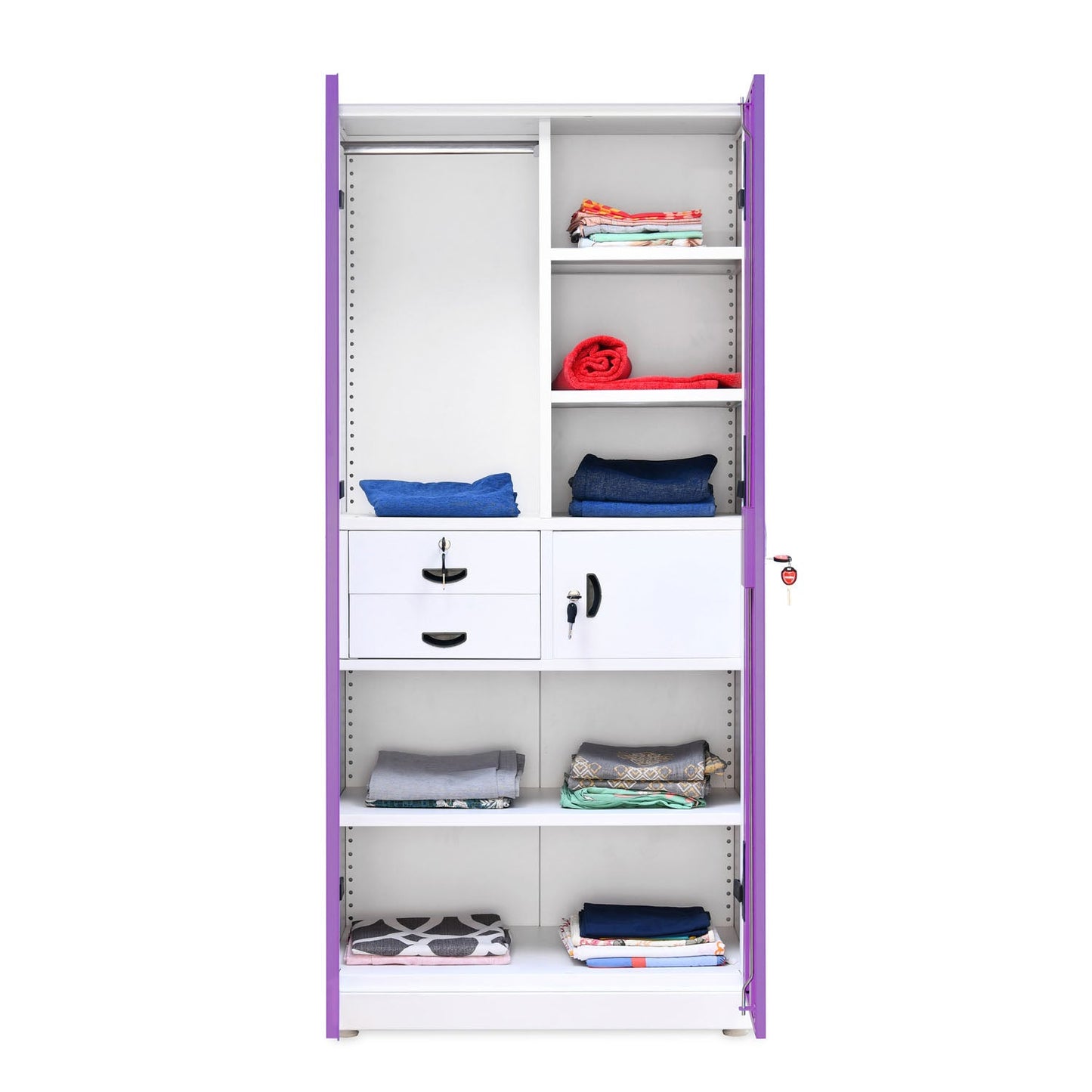 Nilkamal Olympus 2 Door with Mirror  Steel Wardrobe (Voilet / White)