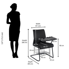 Nilkamal Thames Training Fabric Chair with Writing Shelf (Black)