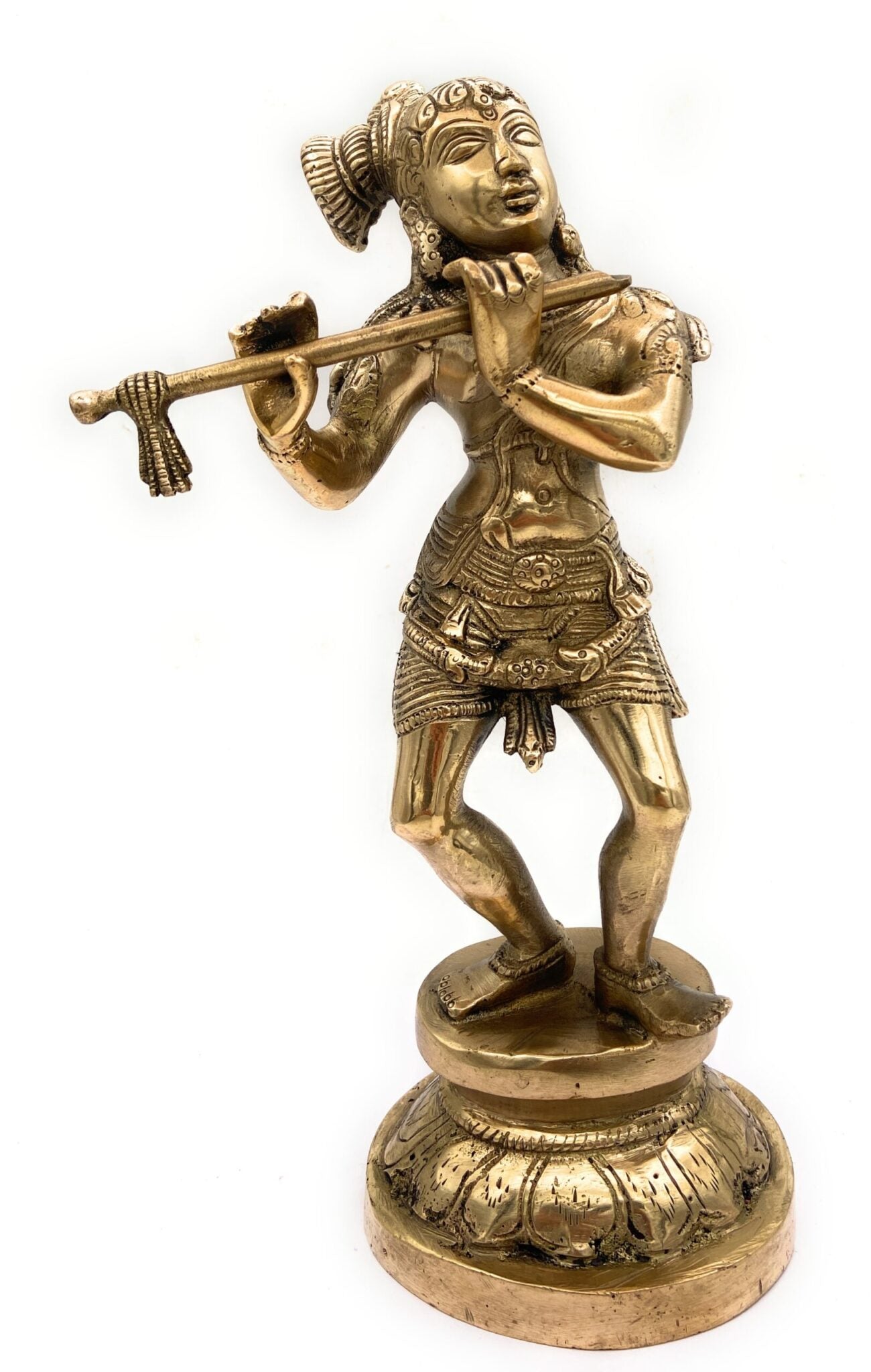 Brass Krishna Idol | Gopal Murti | Balakrishna Vigraham | Radha Krishna Statue | Kanhaiya Murti for Pooja, Temple & Home Decor,Gold, 11 Inch, 1 Piece