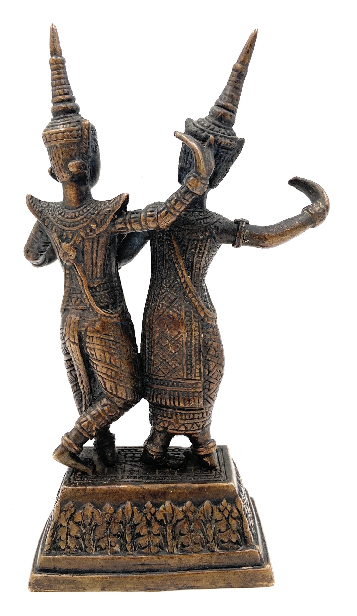 Bhunes Brass Antique Decorative And Gifting Ancient Dancing Raja Rani Sculptures,Gold, 8 Inch, 1 Piece