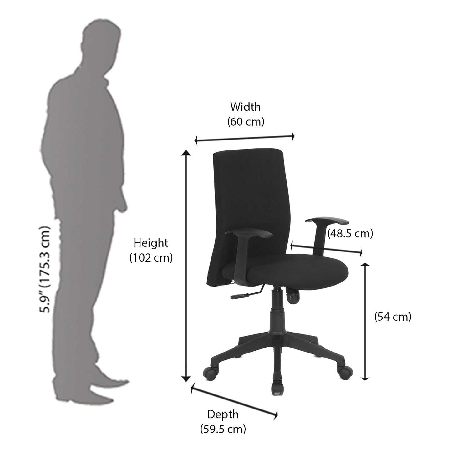 Nilkamal Optima Mid Back Chair (Black)