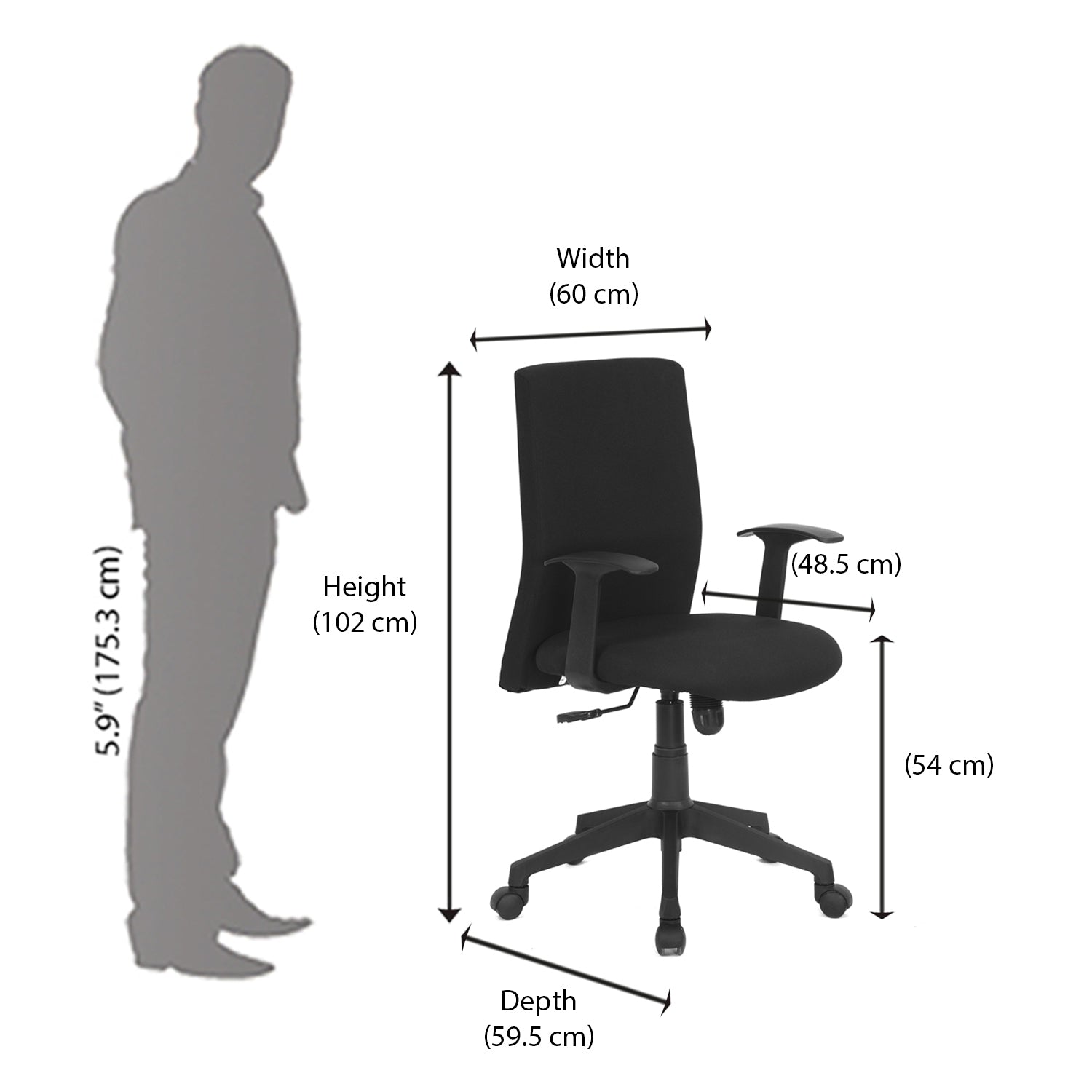 Nilkamal Optima Mid Back Chair (Black)