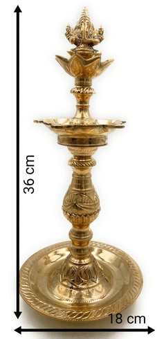Brass Ganesh Oil Lamp Vinayaka Deepam, Ganesha Diya, Pillayar Vilakku, Ganapati Deepak, Peetal Vigneshwara Vilakku,Gold, 14.5 Inch, 1 Piece