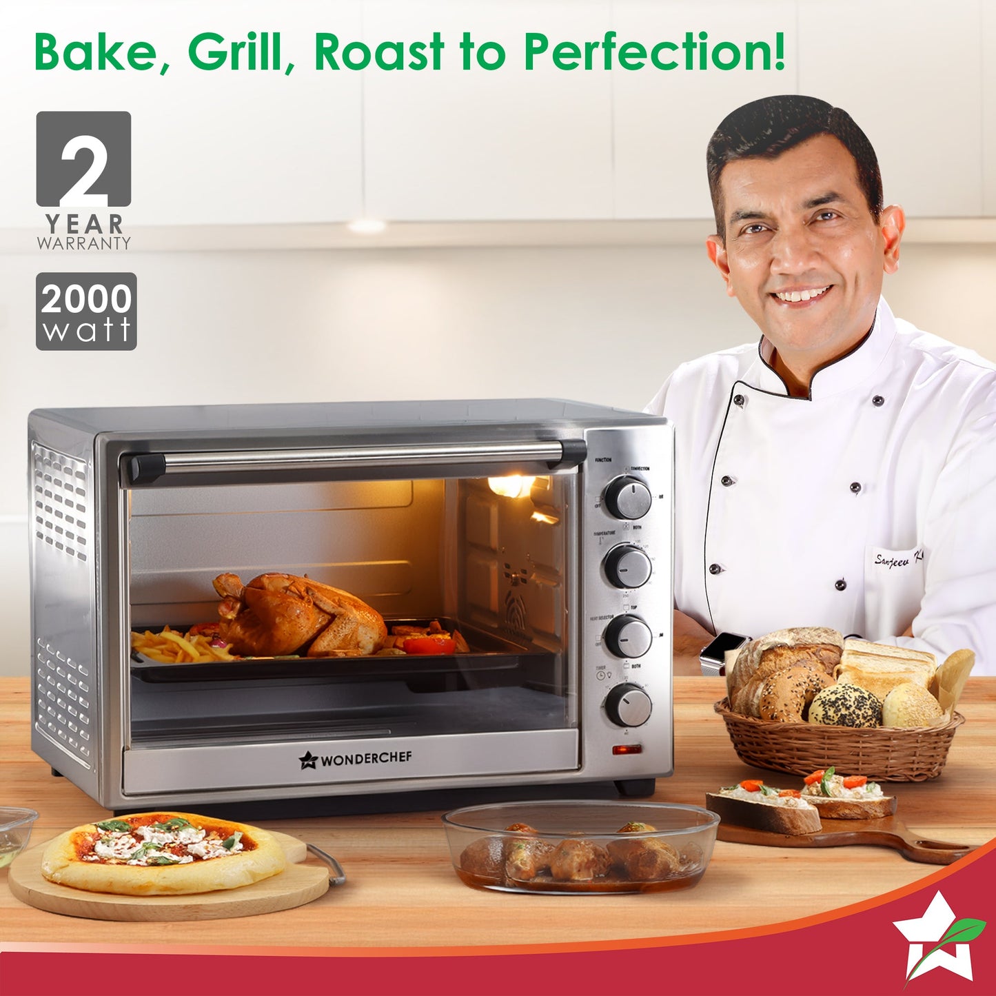 Oven Toaster Griller (OTG) - 60 Litres, Stainless Steel – with Rotisserie, Auto-shut off, heat-resistant tempered glass, 6-stage heat selection