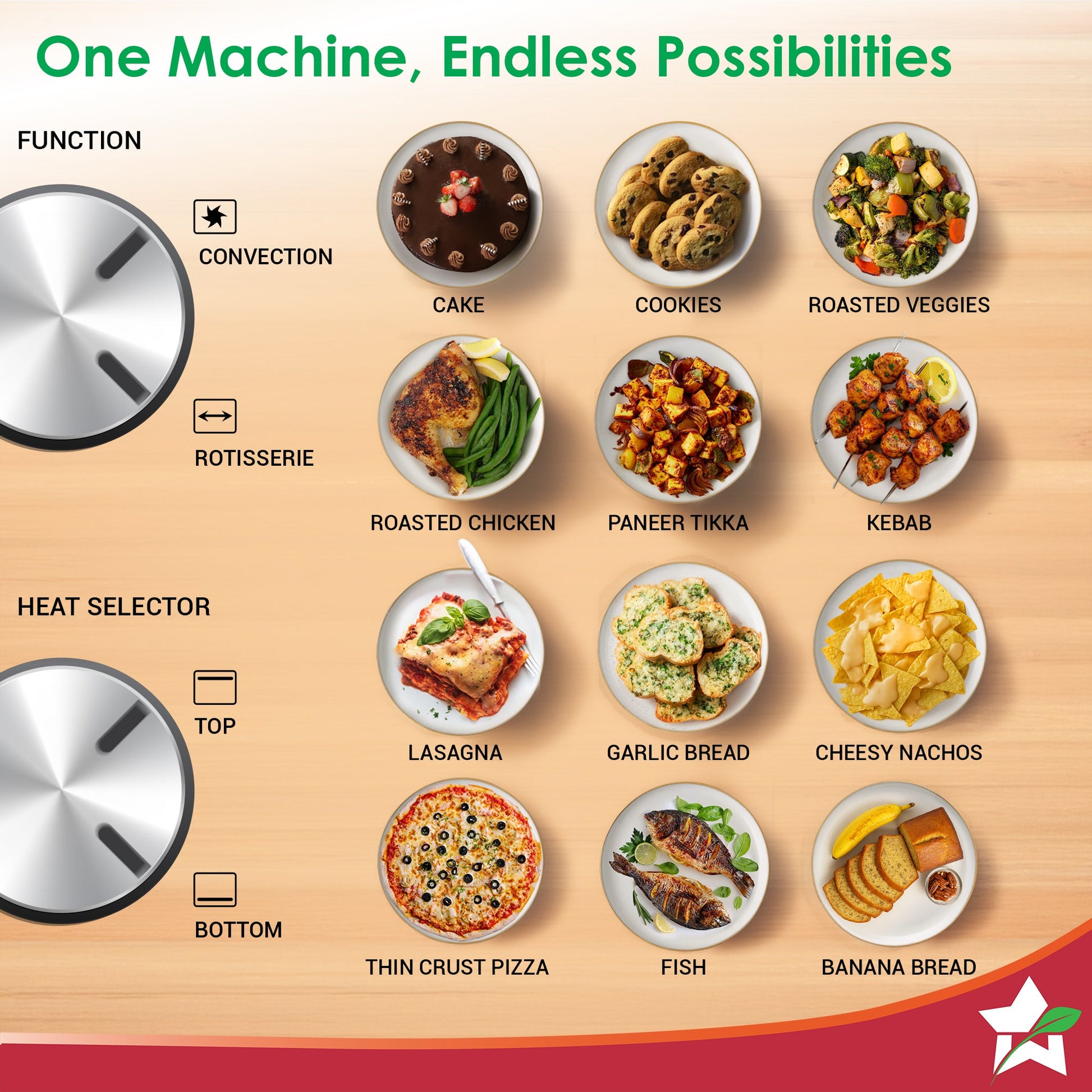 Oven Toaster Griller (OTG) - 60 Litres, Stainless Steel – with Rotisserie, Auto-shut off, heat-resistant tempered glass, 6-stage heat selection