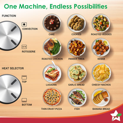 Oven Toaster Griller (OTG) - 60 Litres, Stainless Steel – with Rotisserie, Auto-shut off, heat-resistant tempered glass, 6-stage heat selection