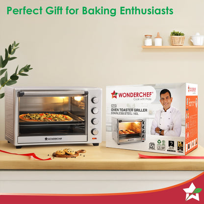 Oven Toaster Griller (OTG) - 60 Litres, Stainless Steel – with Rotisserie, Auto-shut off, heat-resistant tempered glass, 6-stage heat selection