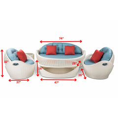 Crocetta Outdoor Sofa Set 3 Seater , 2 Single seater and 1 Center Table (Off White)