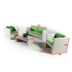 Gucci Outdoor Patio Sofa Set 4 Chairs and 1 Center Table (Off White)