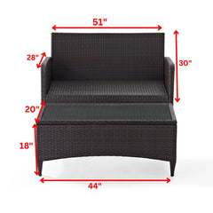 Angelo Outdoor 2 seater Sofa and 1 Center Table (Brown + Beige)