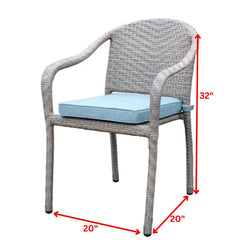 Toshi Outdoor Patio Seating Set 2 Chairs and 1 Table Set (Grey)
