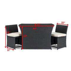 Pru Outdoor Patio Seating Set 2 Chairs and 1 Table Set (Black)