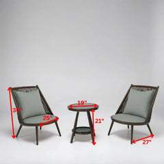 Felix Outdoor Patio Seating Set 2 Chairs and 1 Table Set (Brown) Braided & Rope