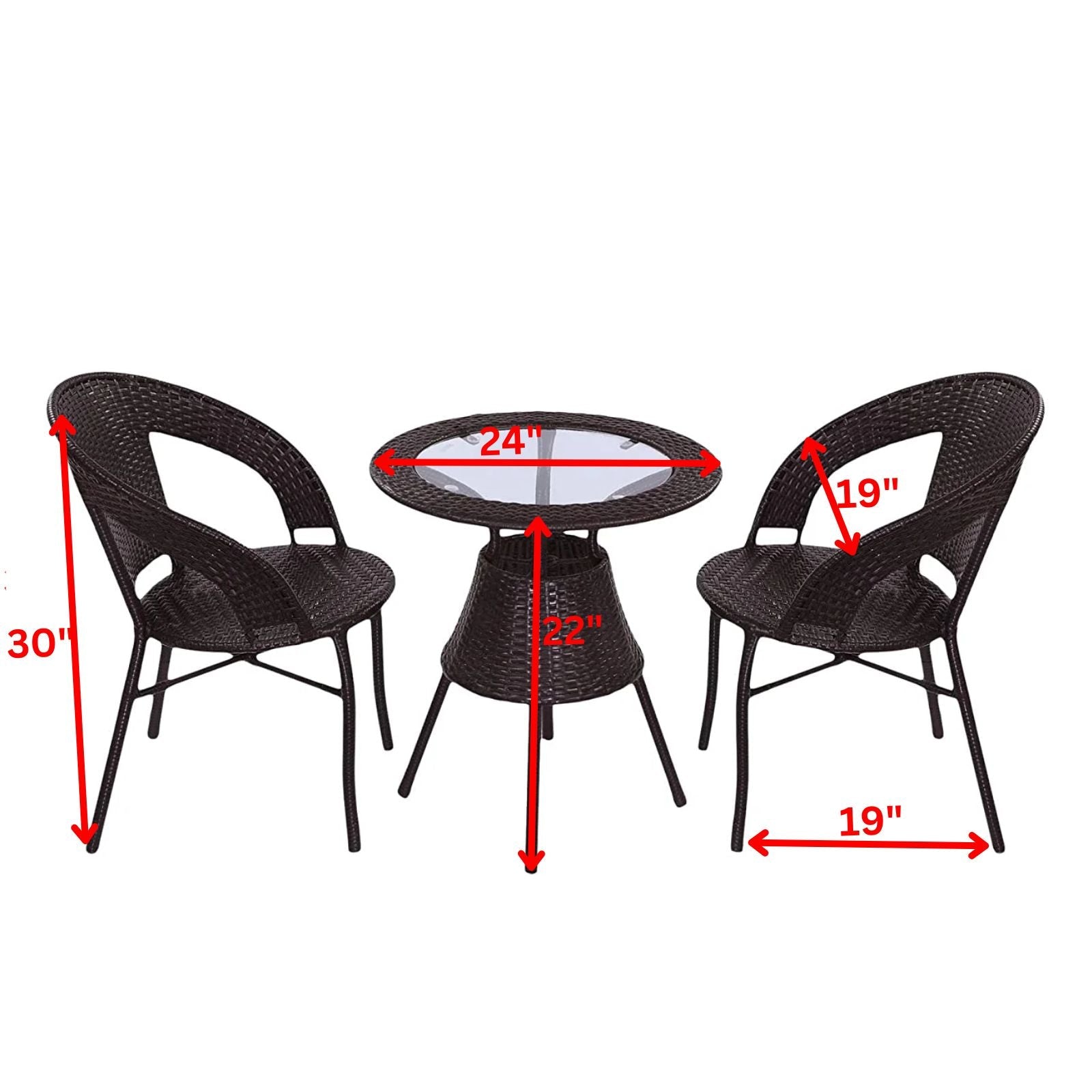 Gem Outdoor Patio Seating Set 2 Chairs and 1 Table Set (Brown)