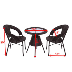 Gem Outdoor Patio Seating Set 2 Chairs and 1 Table Set (Brown)