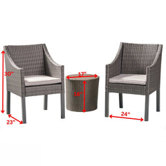 Aroo Outdoor Patio Seating Set 2 Chairs and 1 Table Set (Brown)
